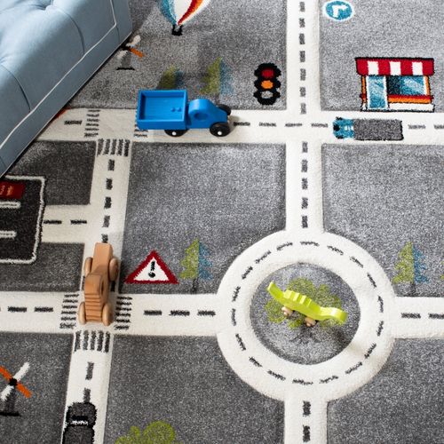 Tapis Carousel 61 X 91 Cm Contemporain Leila Gris / Ivoire