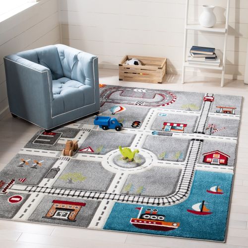 Tapis Carousel 201 X 274 Cm Contemporain Leila Gris / Ivoire