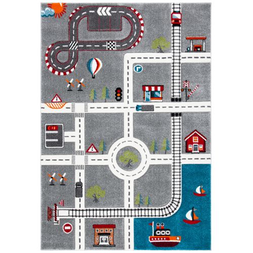 Tapis Carousel 201 X 274 Cm Contemporain Leila Gris / Ivoire