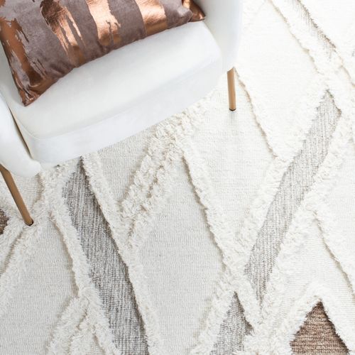 Tapis Casablanca 183 X 183 Cm Marocain Cyra Ivoire / Marron