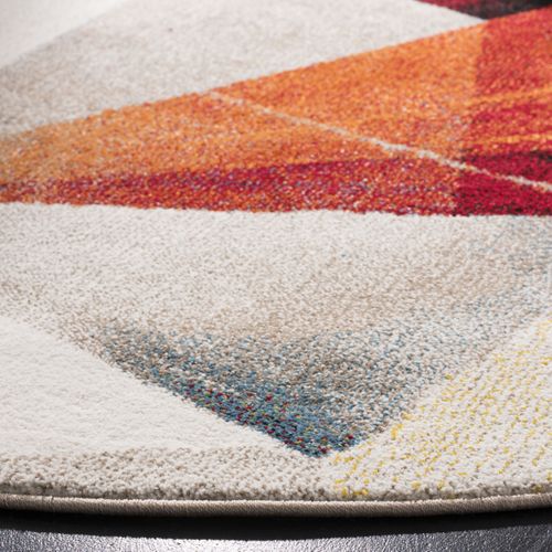 Tapis Porcello 160 X 160 Cm Abstrait Moderne Declan Gris Clair / Orange