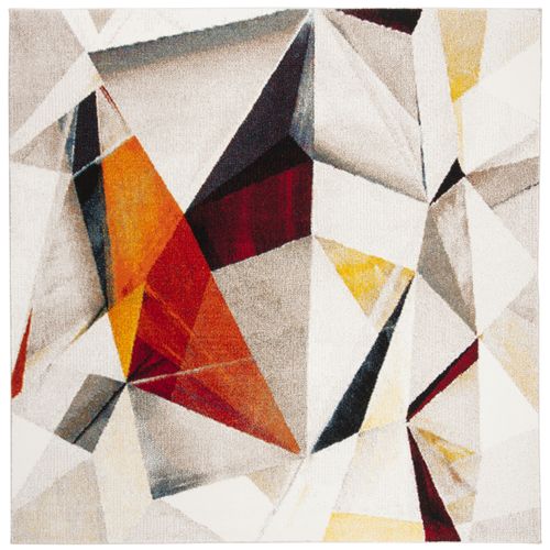 Tapis Porcello 160 X 160 Cm Abstrait Moderne Declan Gris Clair / Orange