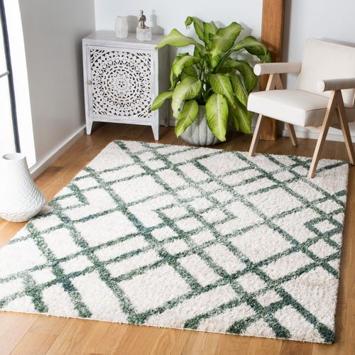 Tapis Berber Shag 183 X 274 Cm Shag Myra Ivory / Green