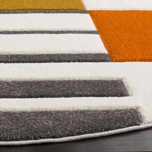 Tapis Hollywood 122 X 122 Cm Contemporain Dominique Ivoire / Bleu Paon