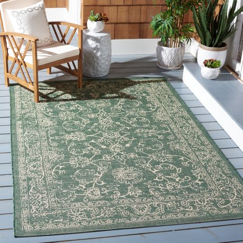 Tapis Courtyard 160 X 231 Cm Géométrique Harriet Vert Foncé / Beige