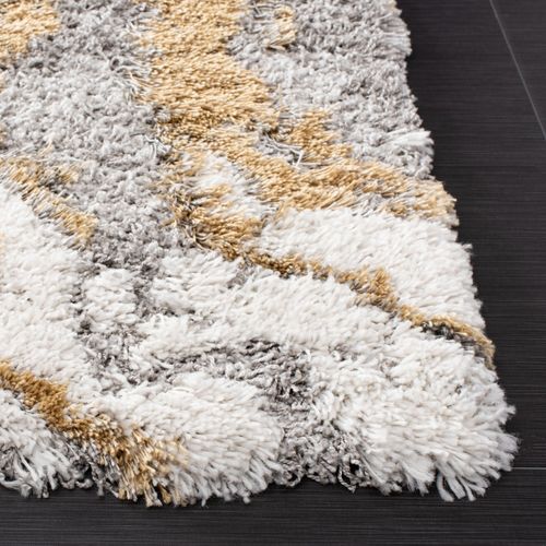 Tapis Horizon Shag 201 X 201 Cm Shag Mukades Gris / Or