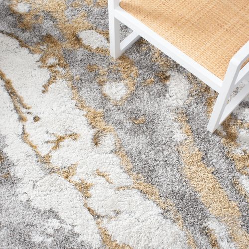 Tapis Horizon Shag 201 X 201 Cm Shag Mukades Gris / Or