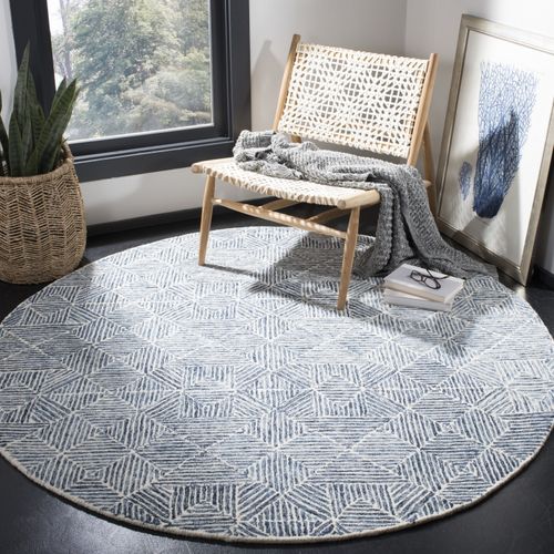 Tapis Abstract 122 X 122 Cm Moderne Azure Blue / Ivory