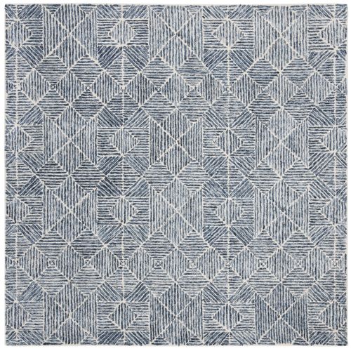 Tapis Abstract 122 X 122 Cm Moderne Azure Blue / Ivory