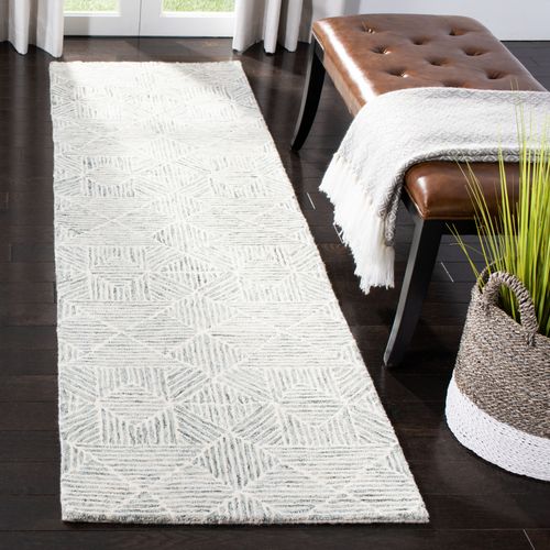 Tapis Abstract 69 X 183 Cm Moderne Azure Green / Ivory
