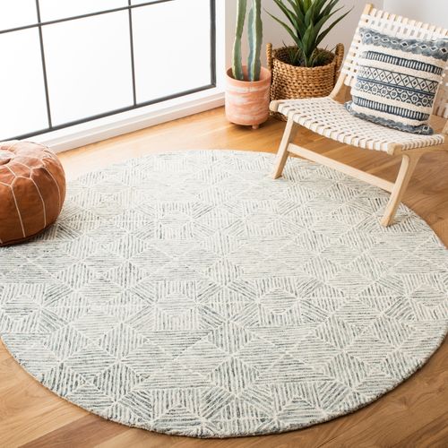 Tapis Abstract 122 X 122 Cm Moderne Azure Green / Ivory