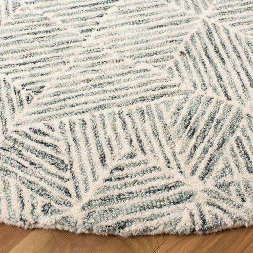 Tapis Abstract 122 X 122 Cm Moderne Azure Green / Ivory