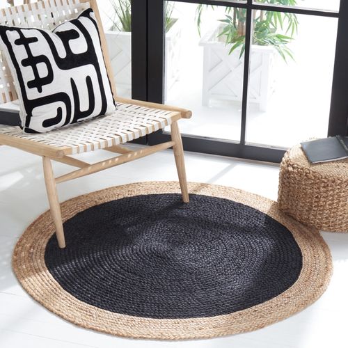 Tapis Fibre Naturelle 91 X 91 Cm Fibre Naturelle Aurelie Noir / Naturel