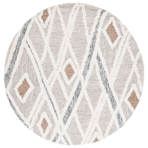 Tapis Rond Casablanca 183 X 183 Cm Marocain Vienna Gris