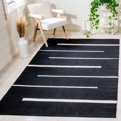 Tapis Montauk 69 X 122 Cm Bohème Zane Noir / Ivoire