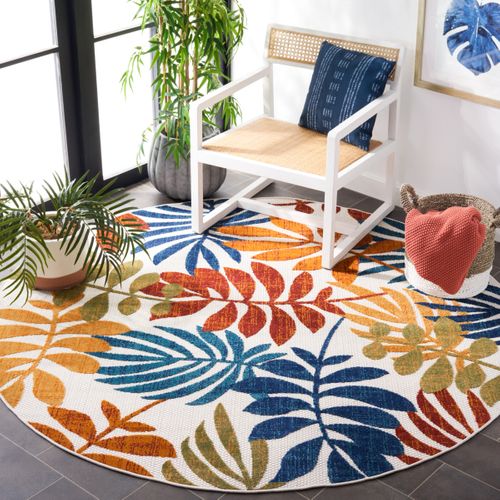 Tapis Cabana 160 X 160 Cm Moderne Ariadne Crème / Rouge