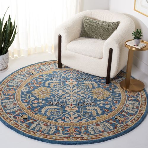 Tapis Natura 122 X 122 Cm Traditionnel Fable Bleu Fonce / Multi
