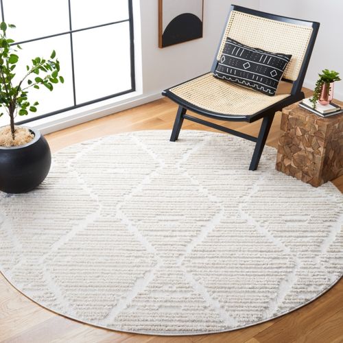 Tapis Rond Marrakech 160 X 160 Cm Bohemien Kendall Beige