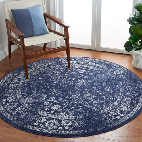 Tapis Adirondack 122 X 122 Cm Distressed Vintage Lucinda Marine / Ivoire