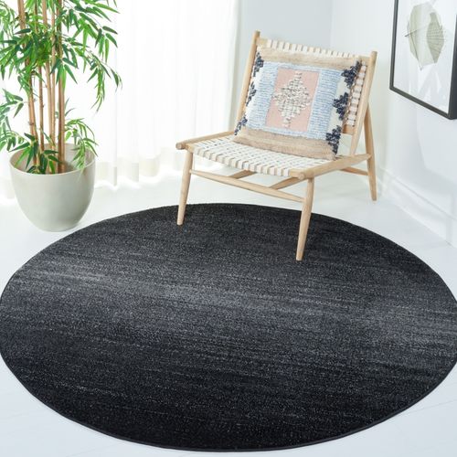 Tapis Rond Adirondack 122 X 122 Cm Abstrait Moderne En Détresse Calindra Noir / Gris