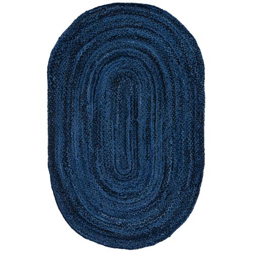 Tapis Braided 152 X 244 Cm Chalet De Campagne Lilou Bleu Marine