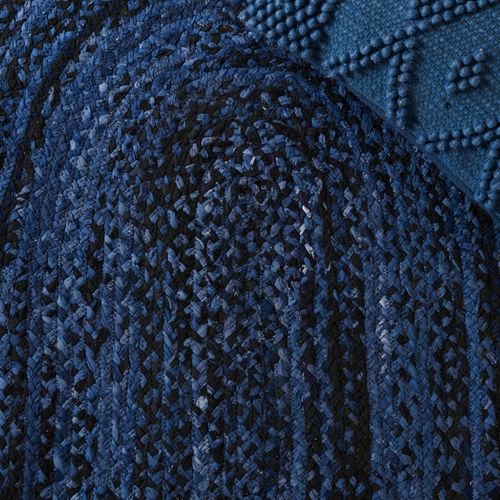 Tapis Braided 152 X 244 Cm Chalet De Campagne Lilou Bleu Marine