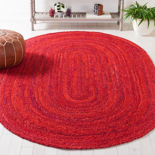 Tapis Braided 122 X 183 Cm Chalet De Campagne Nixie Rouge