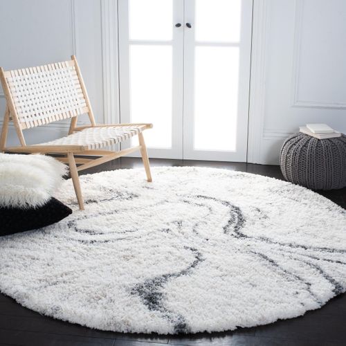 Tapis Fontana Shag 122 X 122 Cm Shag Gisela Ivoire / Gris