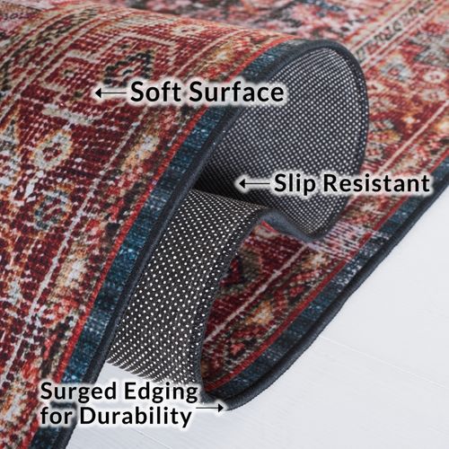 Tapis Tucson 122 X 122 Cm Florale Romilly Rouge / Vert