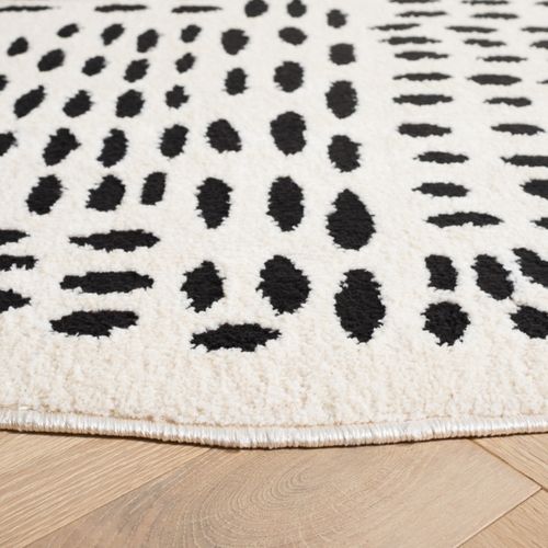 Tapis Rond Lindsay Shag 201 X 201 Cm Moderne Grazia Ivoire / Noir