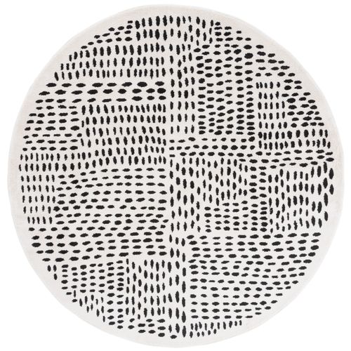 Tapis Rond Lindsay Shag 201 X 201 Cm Moderne Grazia Ivoire / Noir