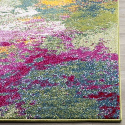 Tapis Watercolor 91 X 91 Cm Abstrait Carly Green / Fuchsia