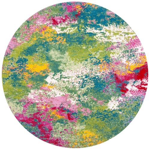 Tapis Watercolor 91 X 91 Cm Abstrait Carly Green / Fuchsia