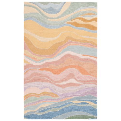 Tapis Rodeo Drive 91 X 152 Cm Géométrique Jasper Bleu / Rose Poudré