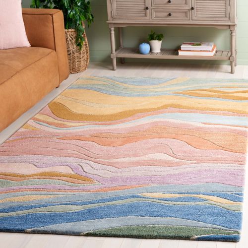Tapis Rodeo Drive 244 X 305 Cm Géométrique Jasper Bleu / Rose Poudré