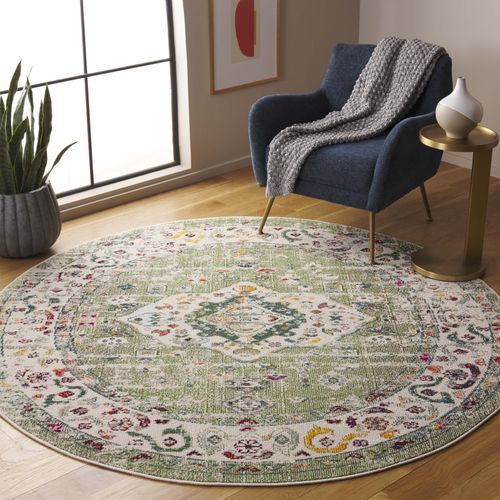 Tapis Rond Madison 201 X 201 Cm De Transition Odalys Sage / Ivoire
