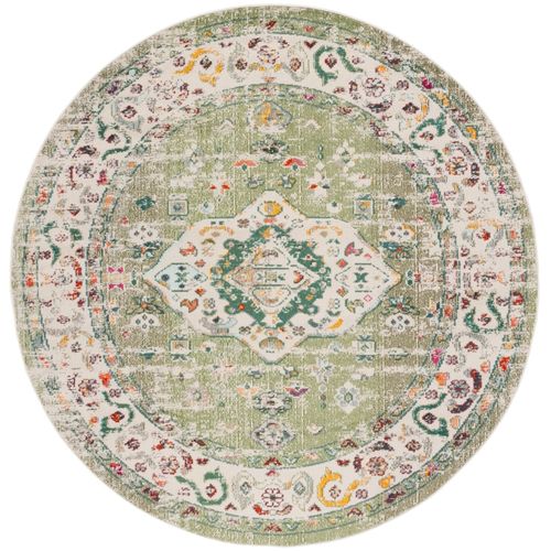 Tapis Rond Madison 201 X 201 Cm De Transition Odalys Sage / Ivoire