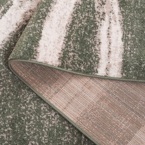 Tapis Adirondack 76 X 244 Cm Vague Moderne En Détresse Leocadia Vert Foncé / Écru