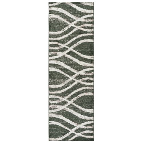 Tapis Adirondack 76 X 244 Cm Vague Moderne En Détresse Leocadia Vert Foncé / Écru