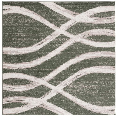 Tapis Adirondack 183 X 183 Cm Vague Moderne En Détresse Leocadia Neutre / Gris