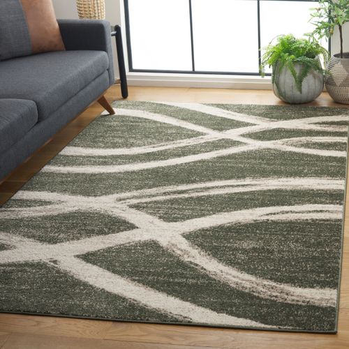 Tapis Adirondack 235 X 305 Cm Vague Moderne En Détresse Leocadia Neutre / Gris