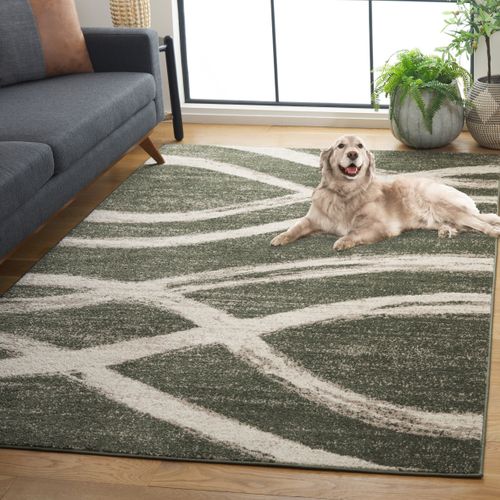 Tapis Adirondack 235 X 305 Cm Vague Moderne En Détresse Leocadia Neutre / Gris