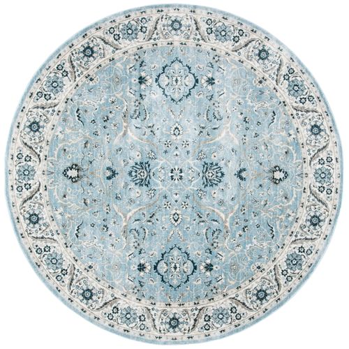 Tapis Isabelle 122 X 122 Cm De Transition Isabel Bleu Clair / Creme
