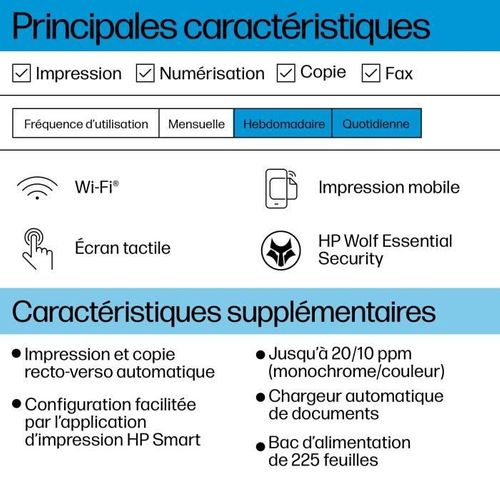 Officejet Pro 8124e - Imprimante Tout-en-un  Jet D'encre Couleur Avec 3 Mois D'instant Ink Inclus