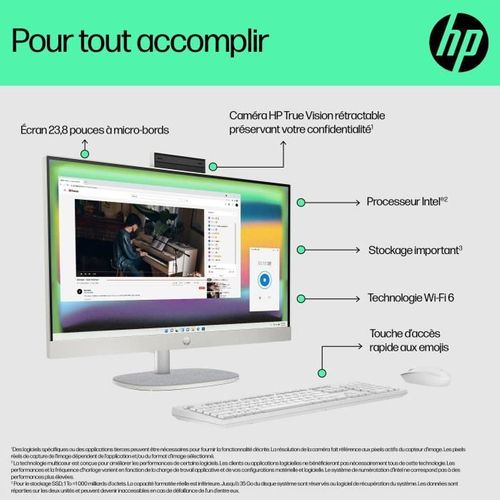PC Tout-en-un 24-cr0038nf - 23,8" Fhd - Ryzen 5-7520u - Ram 8go - 512go Ssd - Windows 11