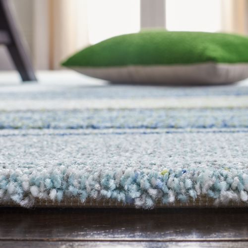 Tapis Hollywood 61 X 91 Cm Contemporain Silas Ivoire / Bleu-vert