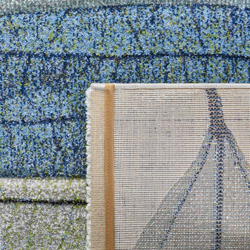 Tapis Hollywood 61 X 91 Cm Contemporain Silas Ivoire / Bleu-vert