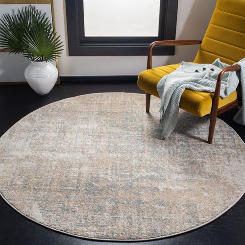Tapis Rond Adirondack 91 X 91 Cm Abstrait Moderne Brianna Beige / Gris Ardoise
