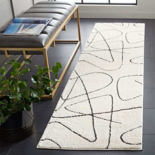 Tapis Lindsay Shag 66 X 183 Cm Moderne Beatrix Ivoire / Noir