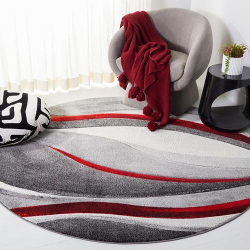 Tapis Hollywood 91 X 91 Cm Contemporain Deep Gris / Rouge